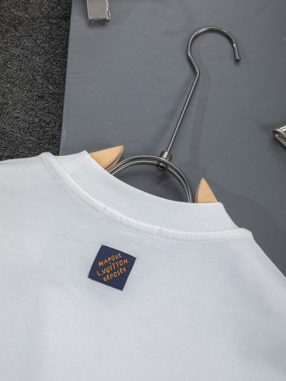 260624 High-quality new embroidered ink-blurry print logo T-shirt
