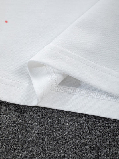 260624 High-quality new embroidered ink-blurry print logo T-shirt