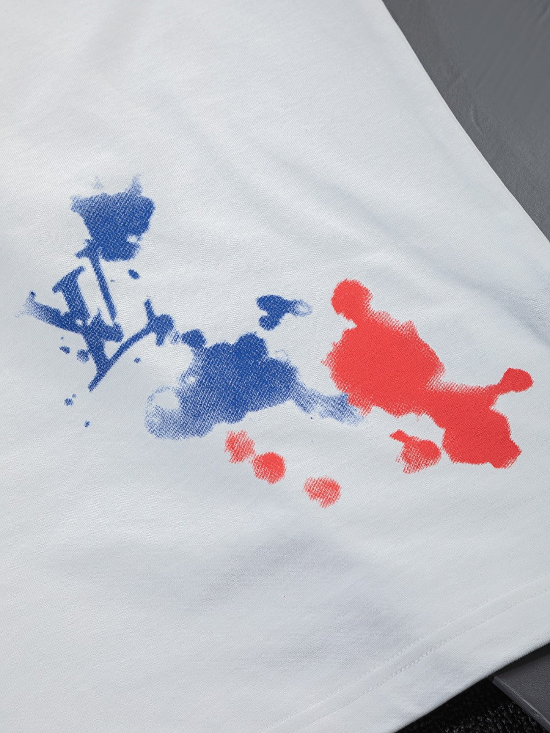 260624 High-quality new embroidered ink-blurry print logo T-shirt