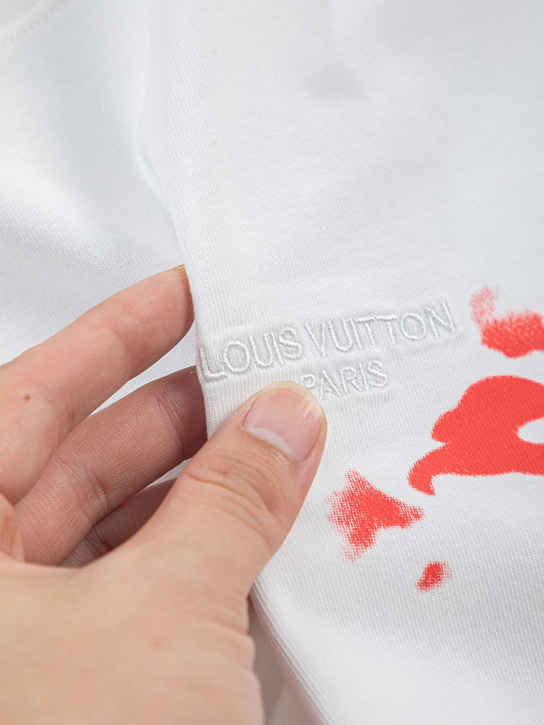 260624 High-quality new embroidered ink-blurry print logo T-shirt
