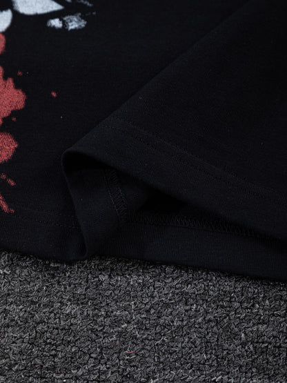 260624 High-quality new embroidered ink-blurry print logo T-shirt