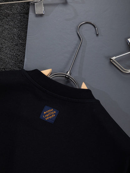 260624 High-quality new embroidered ink-blurry print logo T-shirt
