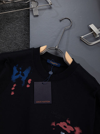 260624 High-quality new embroidered ink-blurry print logo T-shirt