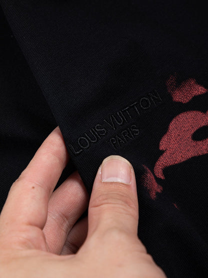 260624 High-quality new embroidered ink-blurry print logo T-shirt