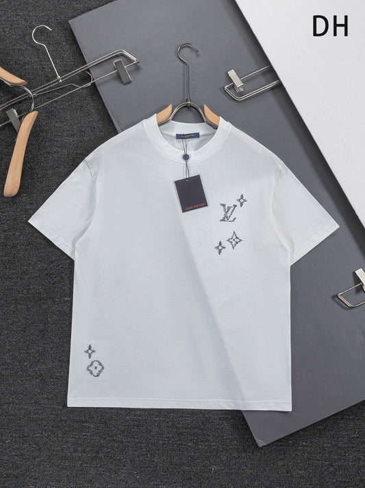 260624 High-quality new front-back color-blocked yarn-knitted T-shirt