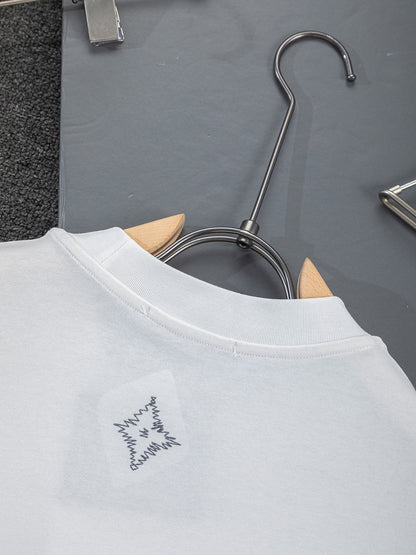 260624 High-quality new front-back color-blocked yarn-knitted T-shirt