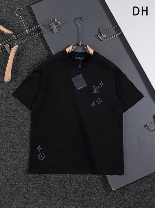 260624 High-quality new front-back color-blocked yarn-knitted T-shirt