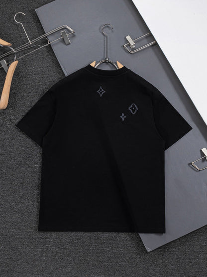 260624 High-quality new front-back color-blocked yarn-knitted T-shirt
