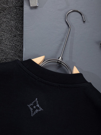 260624 High-quality new front-back color-blocked yarn-knitted T-shirt
