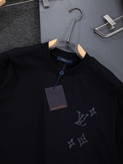 260624 High-quality new front-back color-blocked yarn-knitted T-shirt