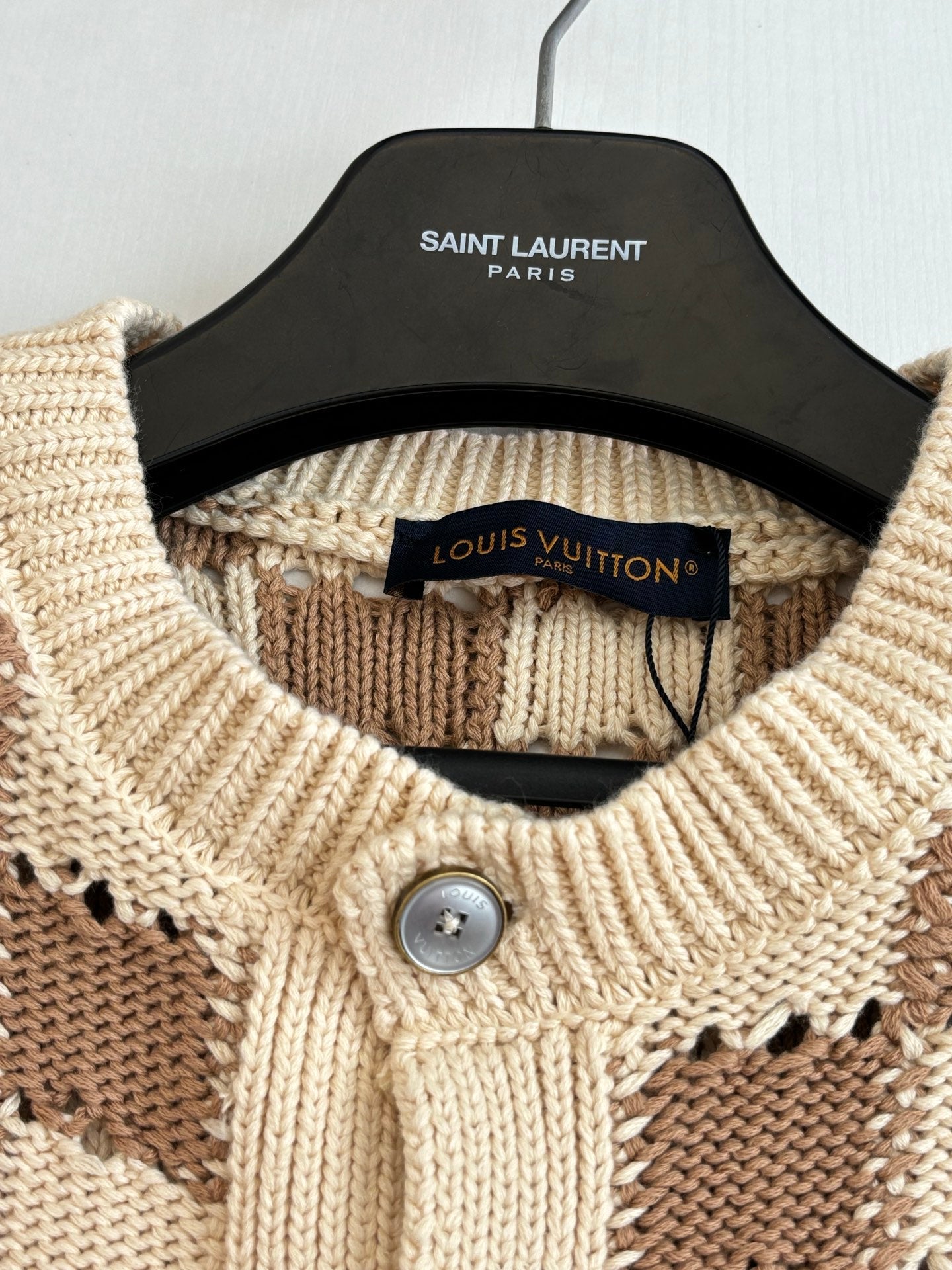 260624 High-quality new checkered mesh open-knit cardigan