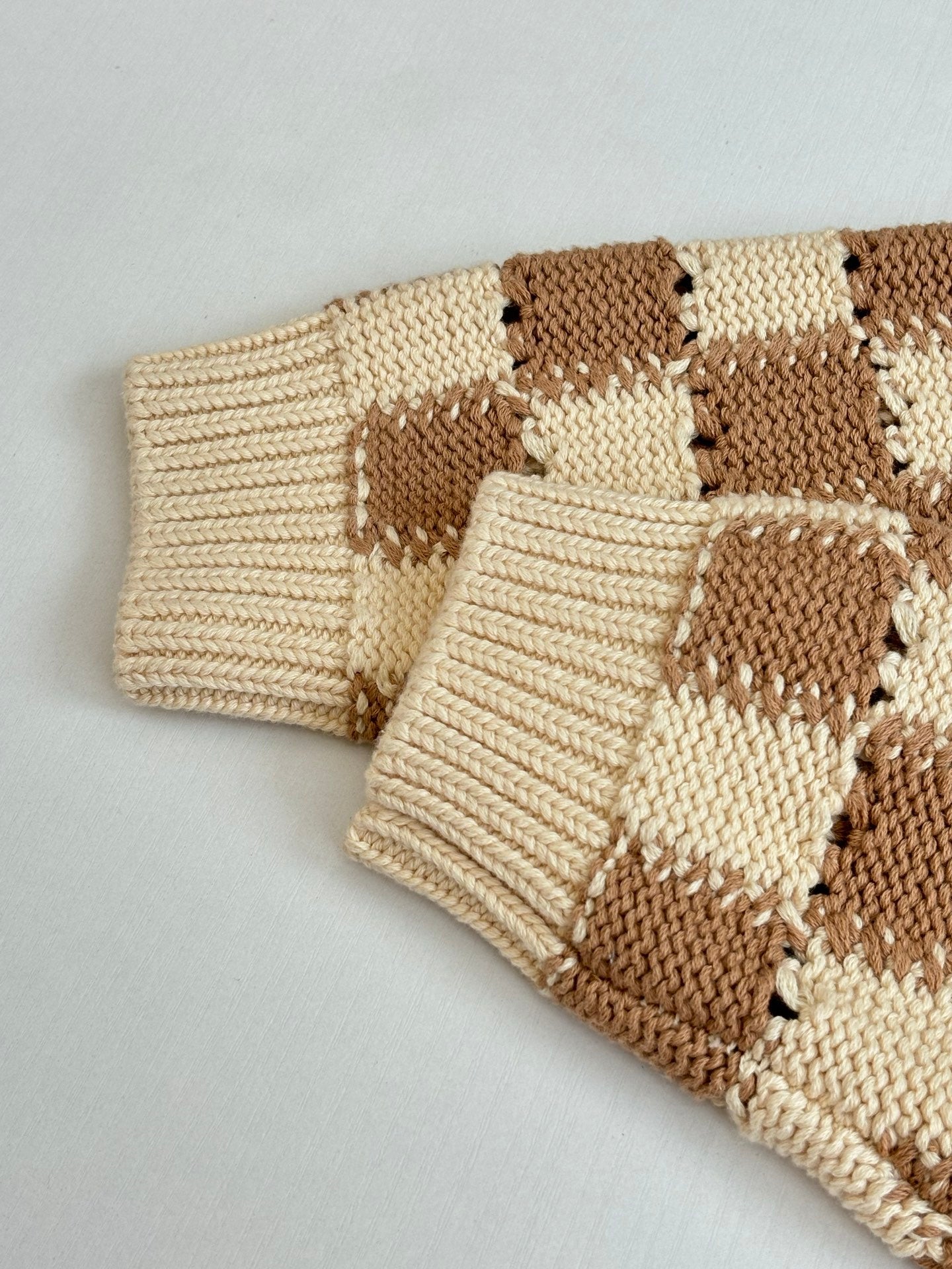 260624 High-quality new checkered mesh open-knit cardigan