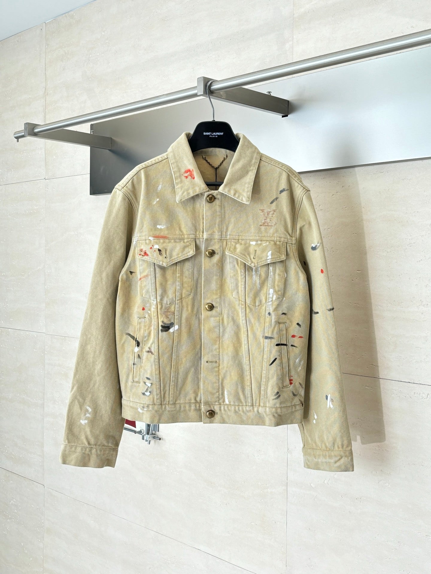 260624 High-quality new distressed inkblot workwear denim jacket