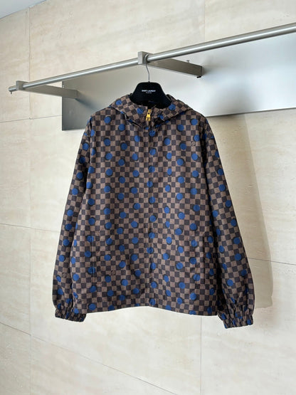 260624 High-quality new checkered polka dot hooded coat