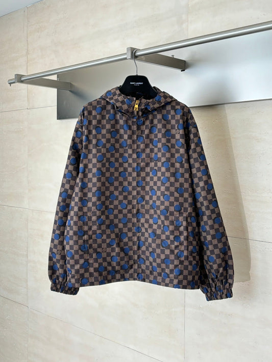 260624 High-quality new checkered polka dot hooded coat