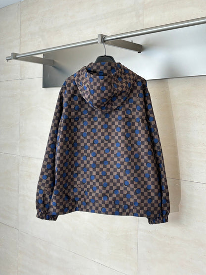 260624 High-quality new checkered polka dot hooded coat