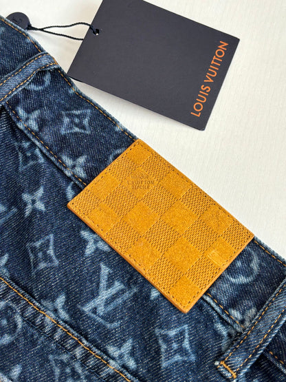 260624 High-quality new full-embroidered daisy-patterned denim pants