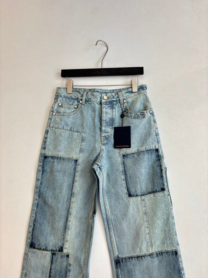 260624 High-quality new design-style denim pants with patchwork construction