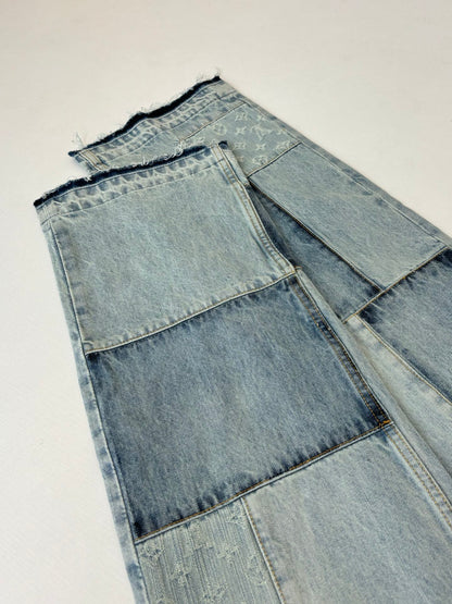 260624 High-quality new design-style denim pants with patchwork construction