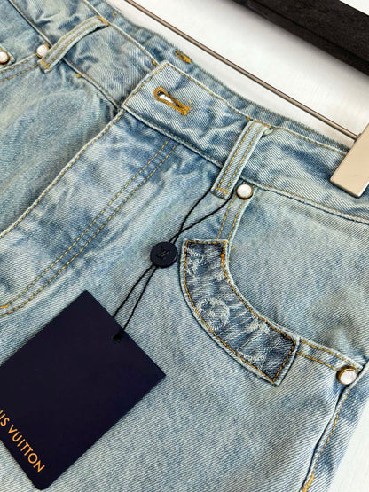260624 High-quality new design-style denim pants with patchwork construction