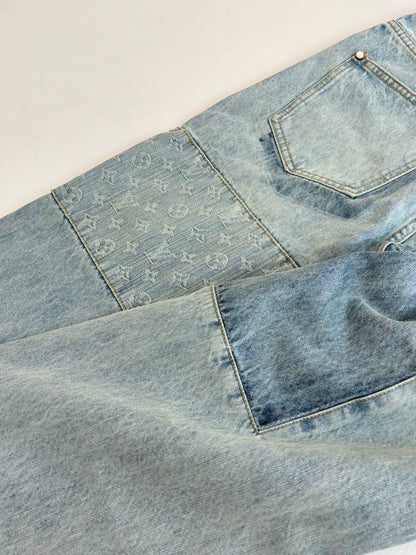 260624 High-quality new design-style denim pants with patchwork construction