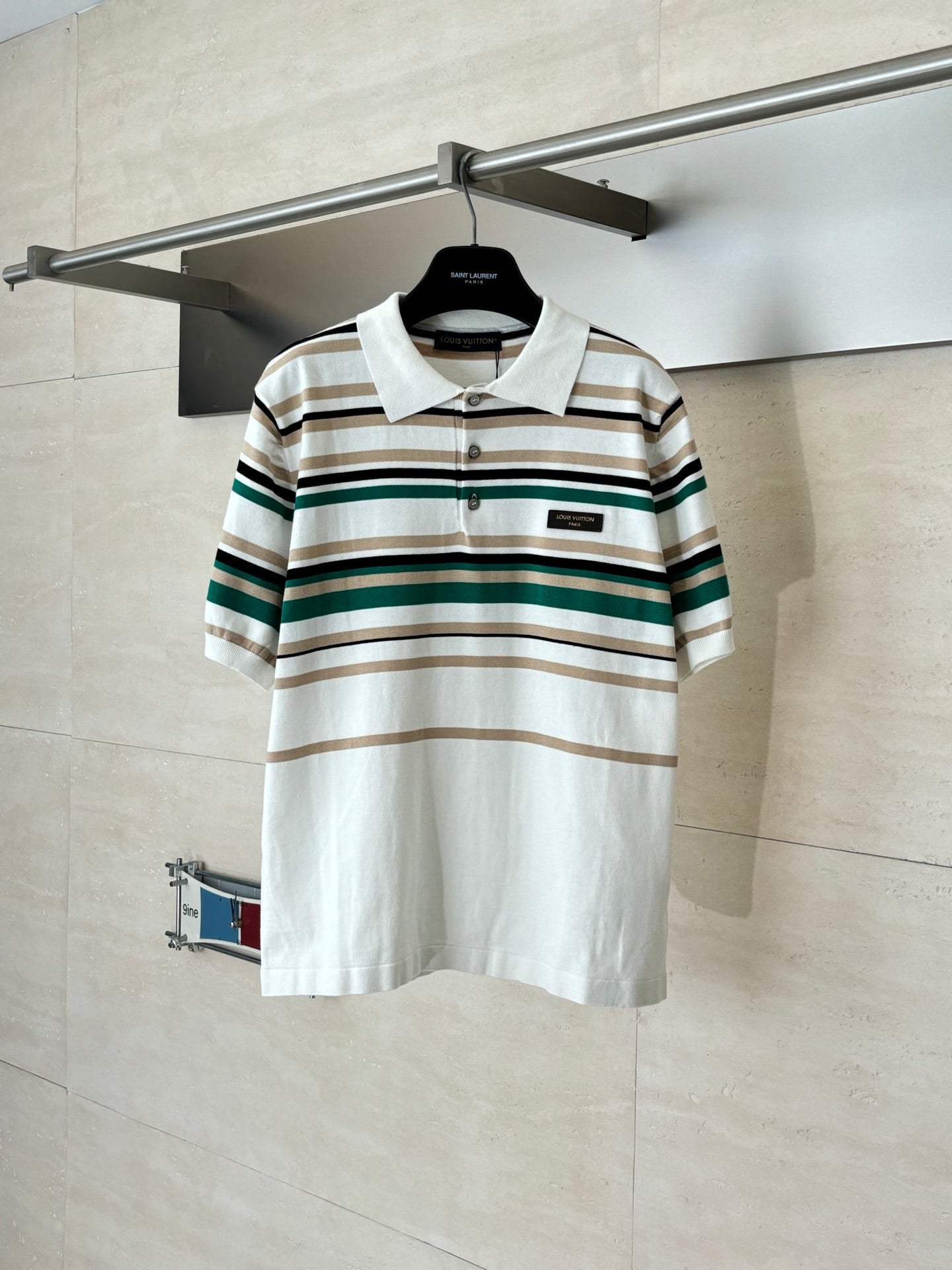 260624 High-quality new leather logo striped contrast short-sleeved Polo shirt