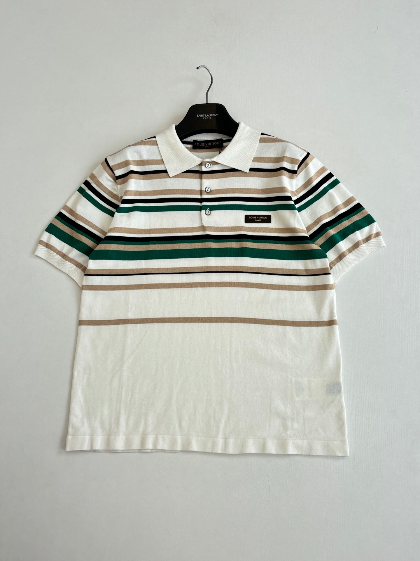260624 High-quality new leather logo striped contrast short-sleeved Polo shirt