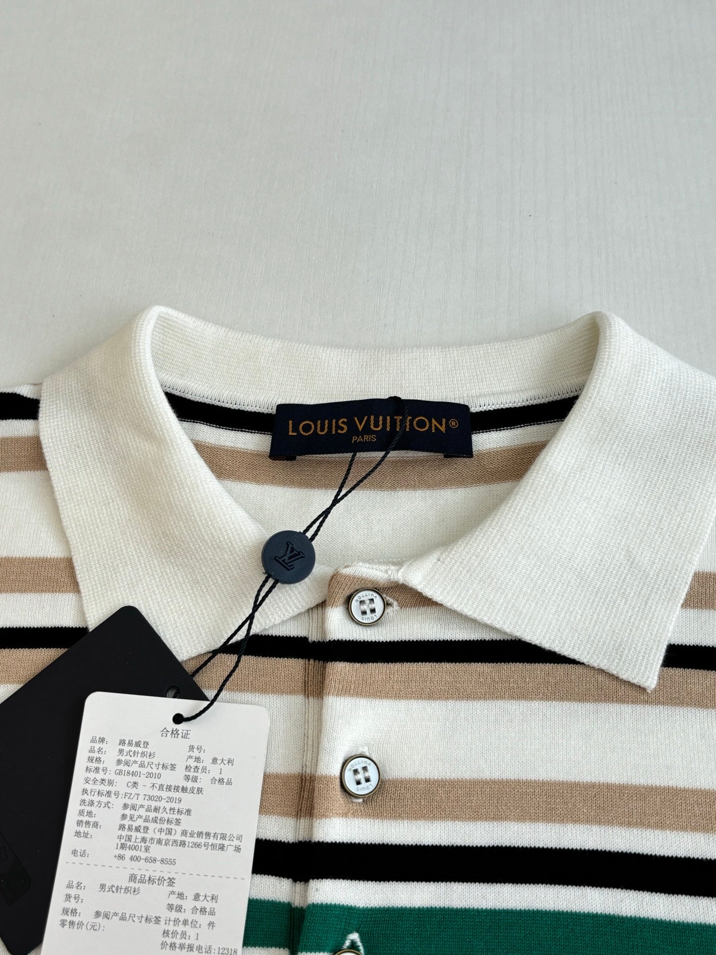 260624 High-quality new leather logo striped contrast short-sleeved Polo shirt