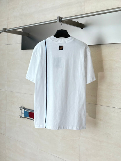 260624 High-quality new Crown embroidered color-spun striped short-sleeved T-shirt