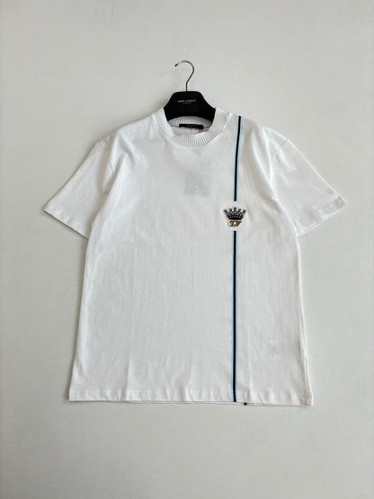 260624 High-quality new Crown embroidered color-spun striped short-sleeved T-shirt