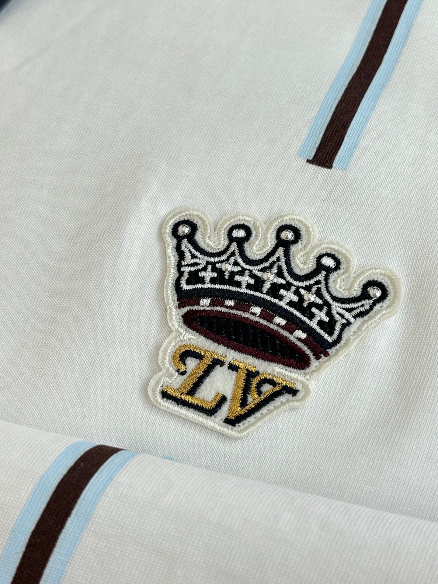 260624 High-quality new Crown embroidered color-spun striped short-sleeved T-shirt