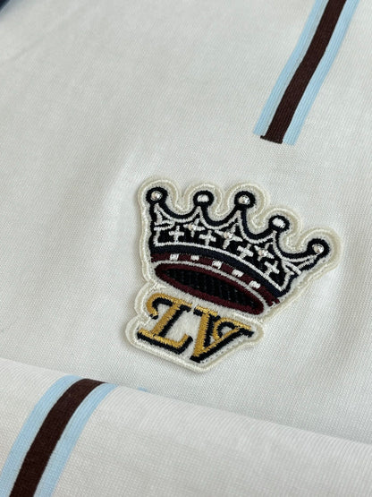 260624 High-quality new Crown embroidered color-spun striped short-sleeved T-shirt