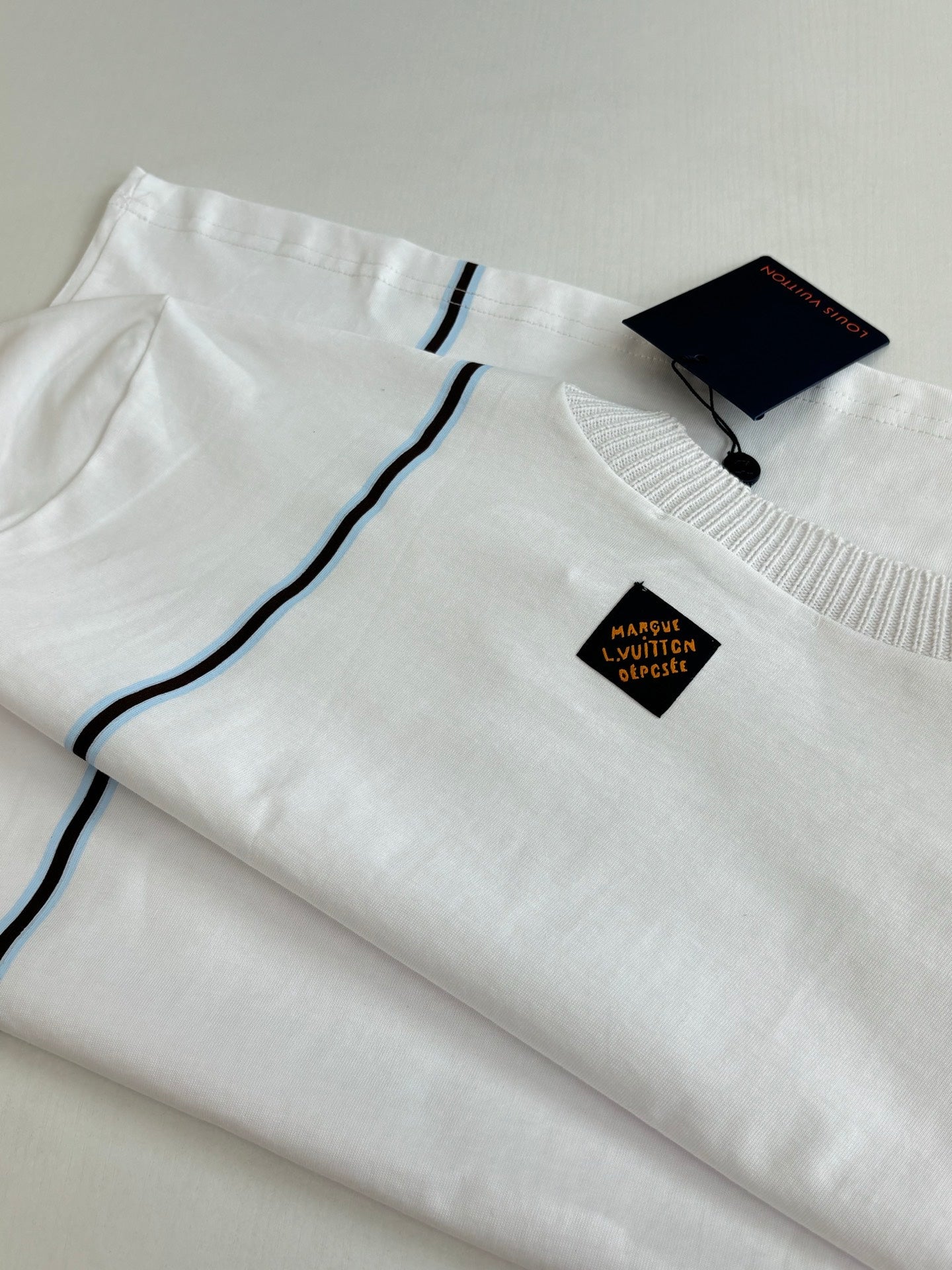 260624 High-quality new Crown embroidered color-spun striped short-sleeved T-shirt