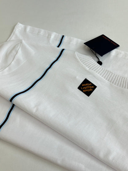 260624 High-quality new Crown embroidered color-spun striped short-sleeved T-shirt
