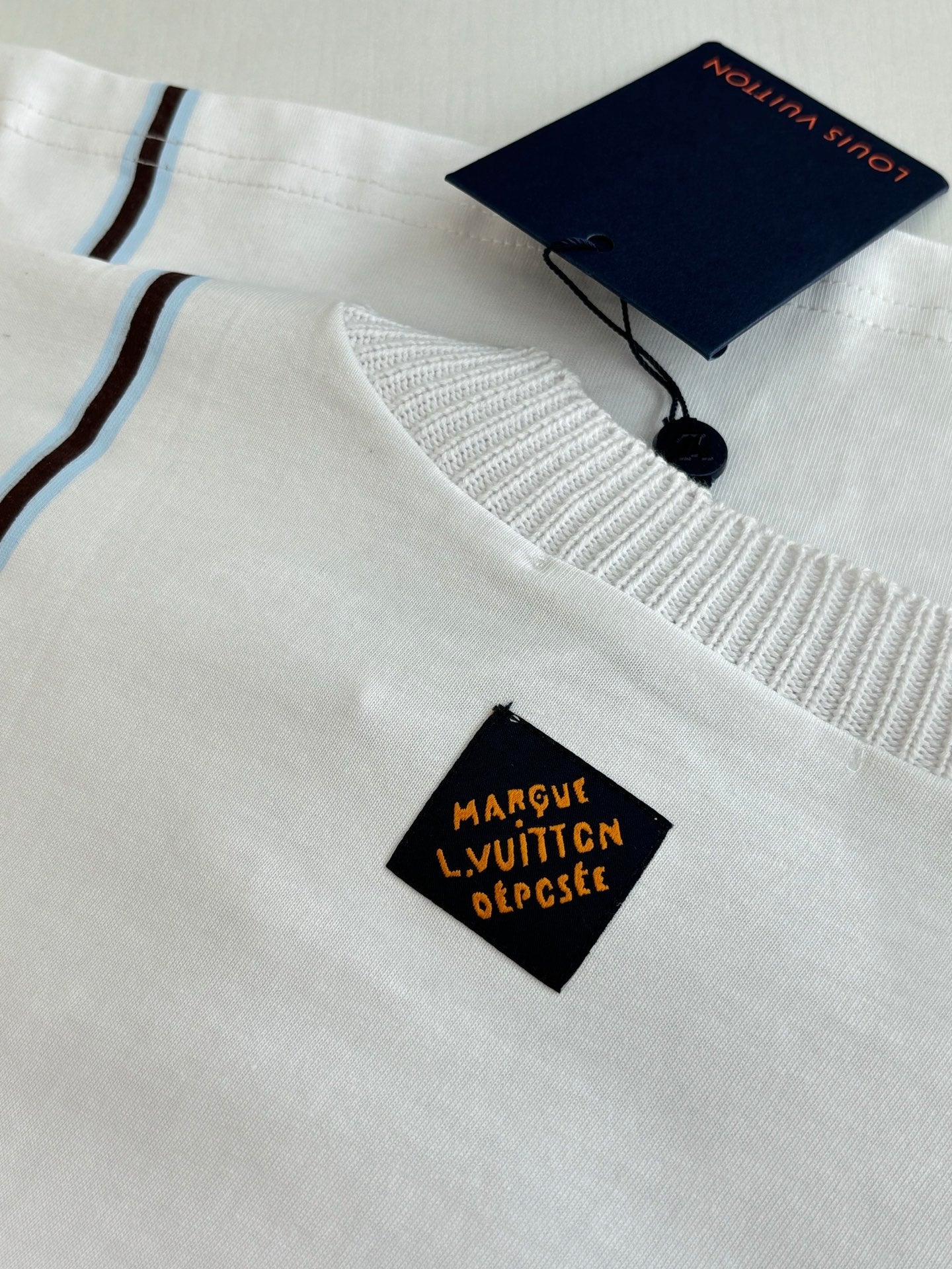260624 High-quality new Crown embroidered color-spun striped short-sleeved T-shirt