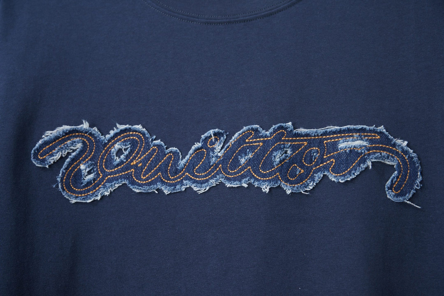 260624 High-quality new embroidered patchwork denim T-shirt