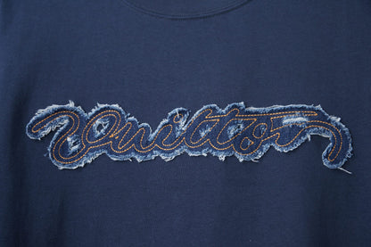 260624 High-quality new embroidered patchwork denim T-shirt