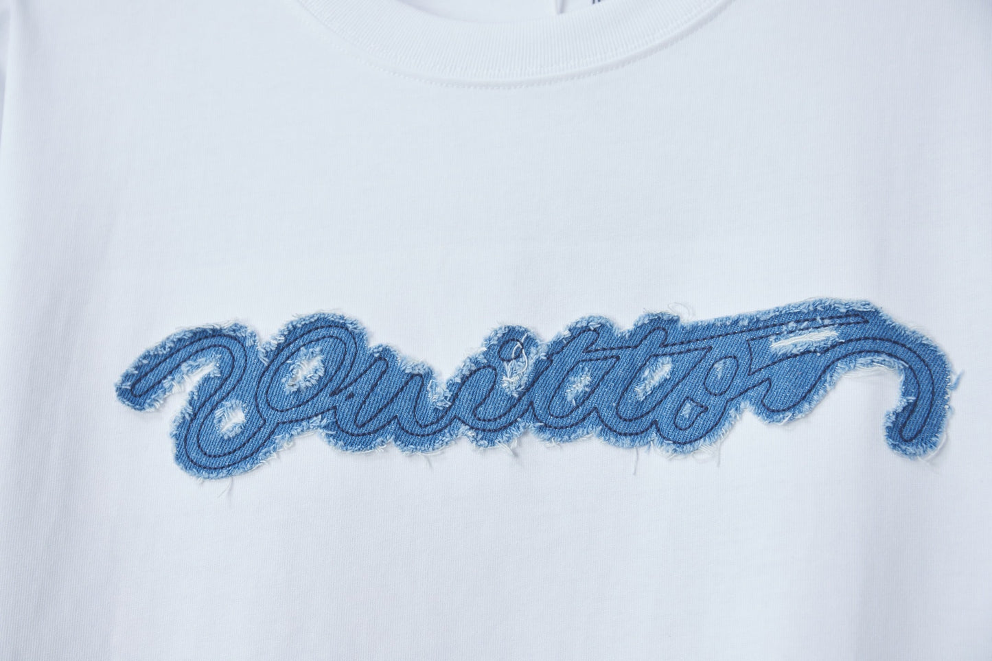 260624 High-quality new embroidered patchwork denim T-shirt