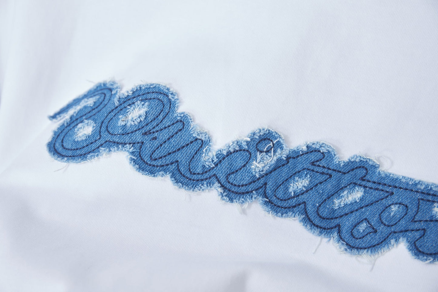 260624 High-quality new embroidered patchwork denim T-shirt