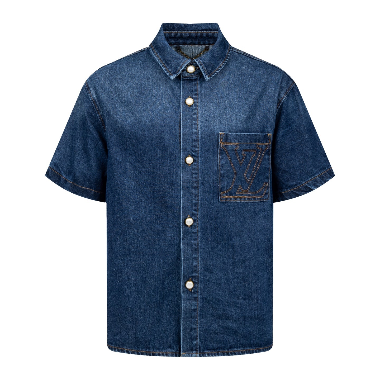 260624 High-quality new embroidered denim short-sleeved shirt set