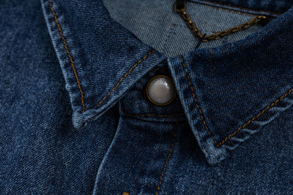 260624 High-quality new embroidered denim short-sleeved shirt set