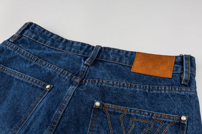 260624 High-quality new embroidered denim short set