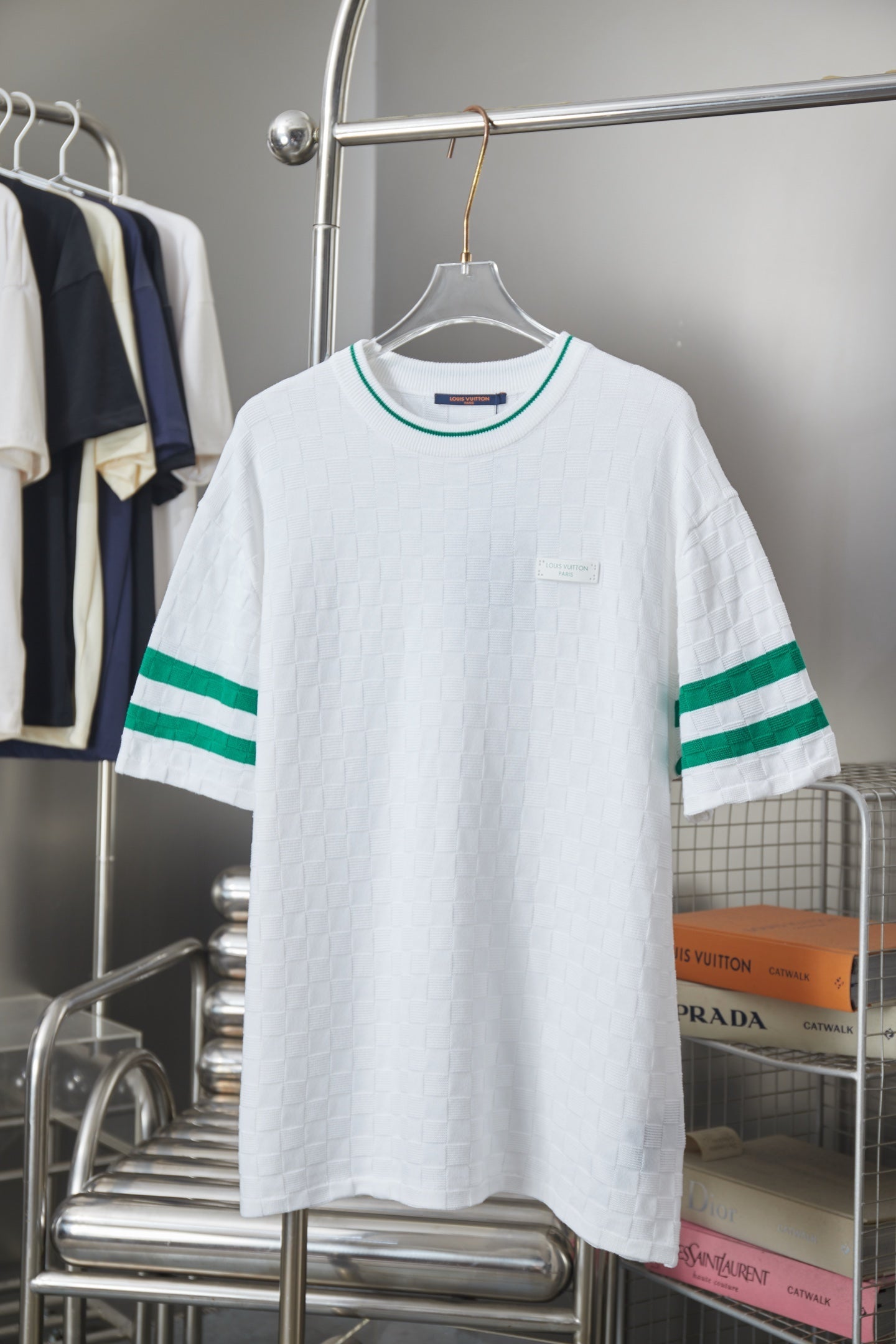 260701 High-quality new embroidered logo striped short-sleeved woolen T-shirt