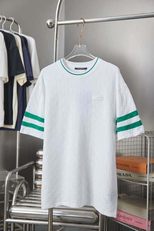 260701 High-quality new embroidered logo striped short-sleeved woolen T-shirt