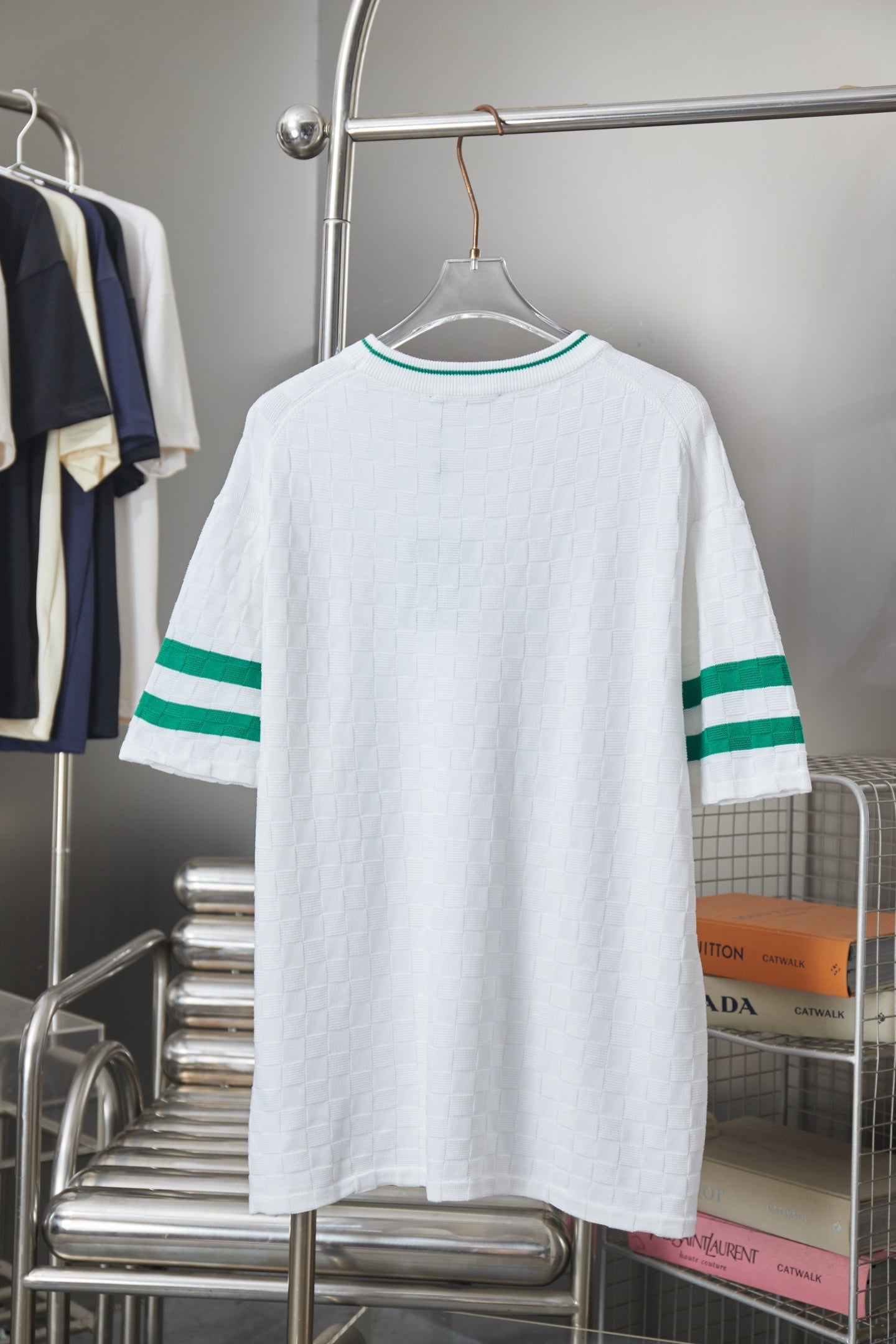 260701 High-quality new embroidered logo striped short-sleeved woolen T-shirt