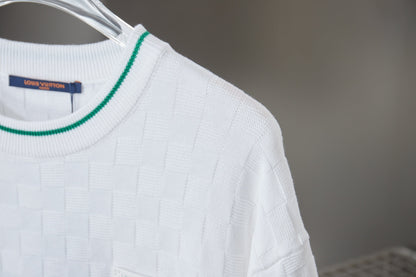 260701 High-quality new embroidered logo striped short-sleeved woolen T-shirt