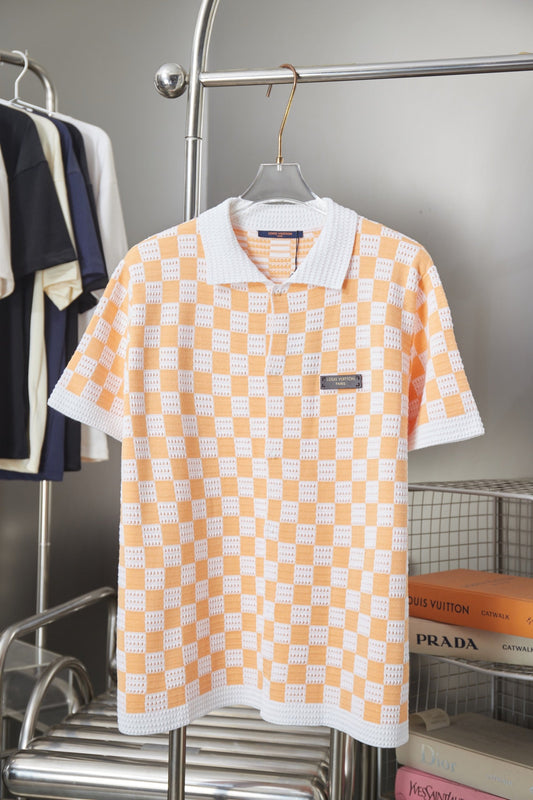 260701 High-quality new embroidered checkered short-sleeved wool POLO shirt