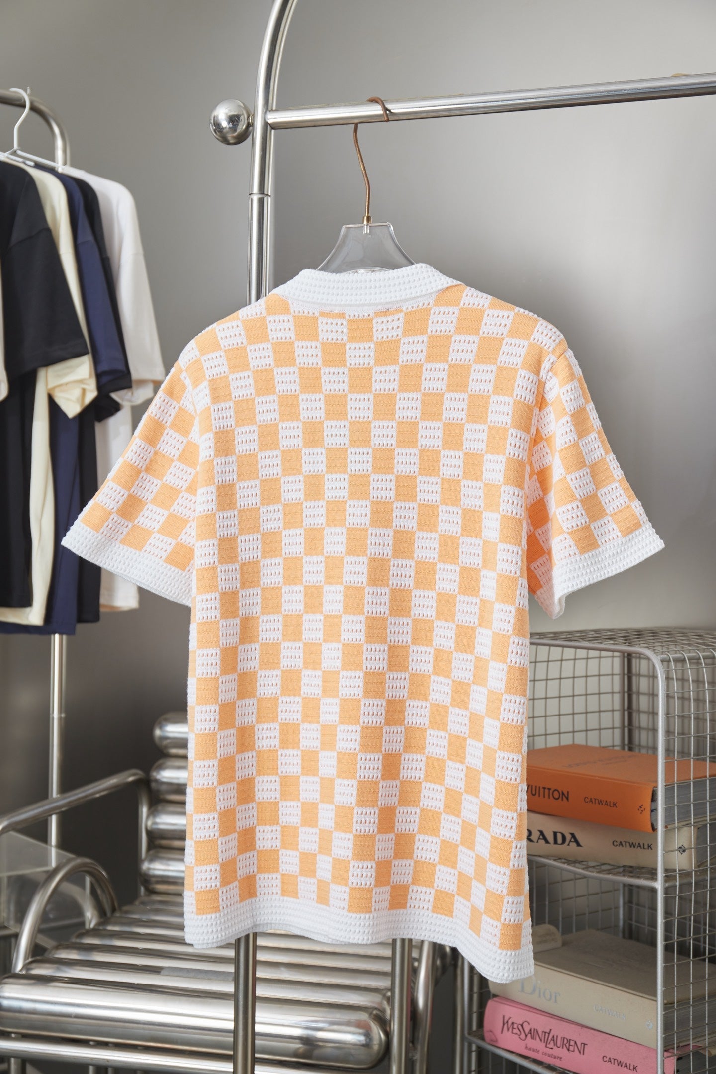 260701 High-quality new embroidered checkered short-sleeved wool POLO shirt