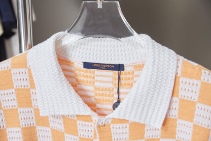 260701 High-quality new embroidered checkered short-sleeved wool POLO shirt