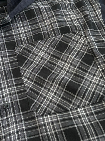 260701 High-quality new double-layer checked plaid collared shirt